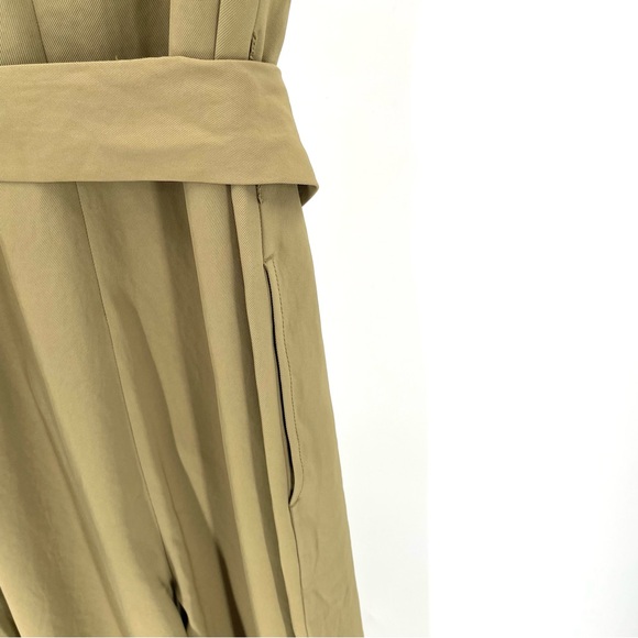 EVERLANE GoWeave Japanese Wide Leg Olive Belted Cottage Boho Comfy Luxe Jumpsuit - Picture 7 of 10